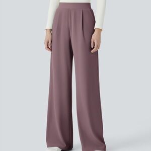 Halara Flex High Waisted Body Sculpt Micro Waffle Work Pant in Dark Plum